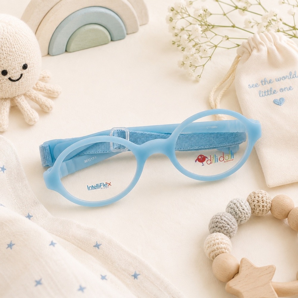 dilli dalli Kids Baby Blue Flexible Glasses with Adjustable Band